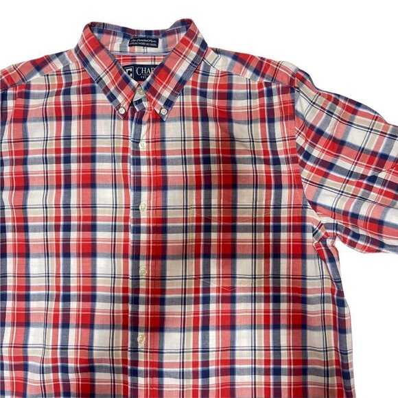 CHAPS Size Large Blue Casual Button Down Short Sleeve 100% Cotton Dress … - Picture 3 of 10